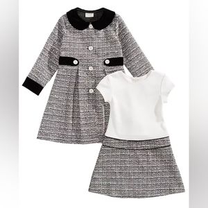 EUC Blueberi Boulevard Tweed Coat Matching Dress Set Size 2T